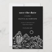 Cactus Line Art Desert Photo Save the Date 招待状 (正面)