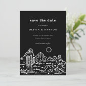 Cactus Line Art Desert Photo Save the Date 招待状 (スタンド正面)