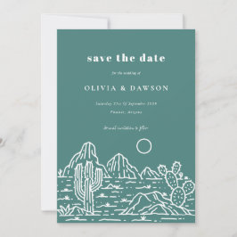 Cactus Line Art Desert Photo Save the Date 招待状