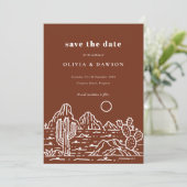 Cactus Line Art Desert Photo Save the Date 招待状 (スタンド正面)