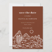 Cactus Line Art Desert Photo Save the Date 招待状 (正面)