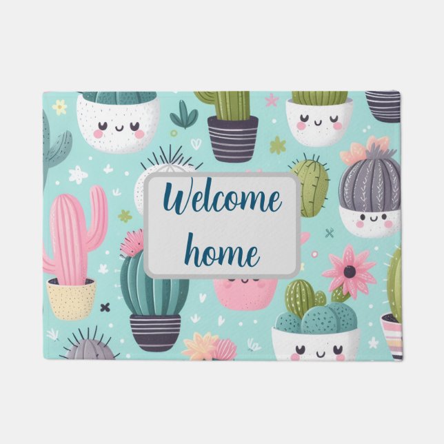 Cactus pattern ドアマット (正面)