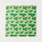 cactus pattern. hand drawing pattern. seamless han タペストリー (正面(横))