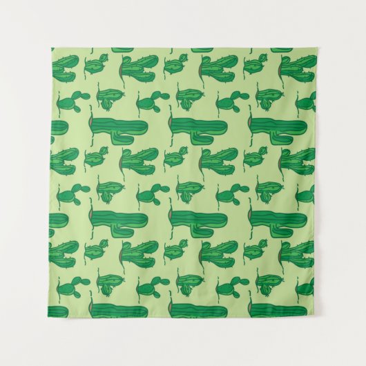 cactus pattern. hand drawing pattern. seamless han タペストリー (正面(横))