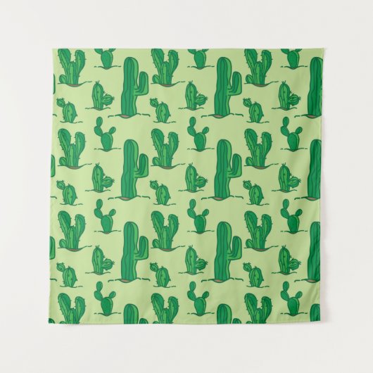 cactus pattern. hand drawing pattern. seamless han タペストリー (正面)