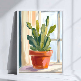 Cactus Plant | Green Botanical Watercolor ポスター