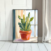 Cactus Plant | Green Botanical Watercolor ポスター