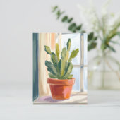 Cactus Plant | Green Botanical Watercolor ポストカード (スタンド正面)