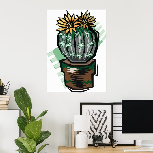 Cactus Plant In A Pot ポスター (ホームオフィス)
