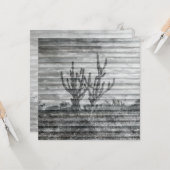 Cactus Plants On Wood Planks Black And White Photo カード (正面/裏面インサイチュ)