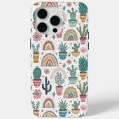 Cactus Pot with Plants, Flowers and Rainbows Case-Mate iPhoneケース (裏面)