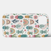 Cactus Pot with Plants, Flowers and Rainbows Case-Mate iPhoneケース (裏面 (横))