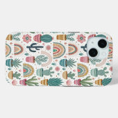 Cactus Pot with Plants, Flowers and Rainbows Case-Mate iPhoneケース (裏面 (横))