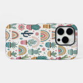 Cactus Pot with Plants, Flowers and Rainbows iPhoneケース (裏面横)