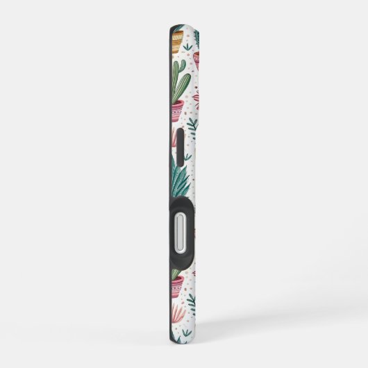 Cactus Pot with Plants, Flowers and Rainbows iPhone 16ケース (右側面)