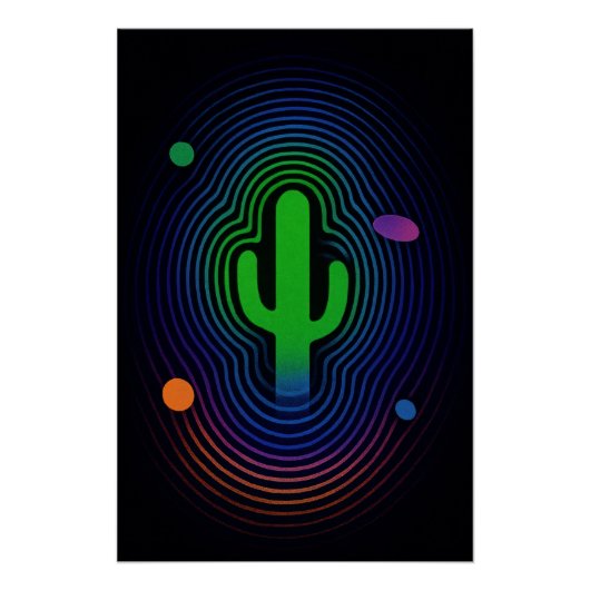 Cactus psychédélique en couleurs vives ポスター (正面)