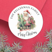 Cactus Santa Christmas ラウンドシール