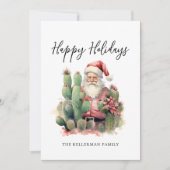 Cactus Santa Happy Holidays Christmas シーズンカード (正面)