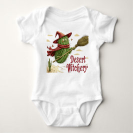 Cactus Sorcière en Désert, Illustration Halloween ベビーボディスーツ