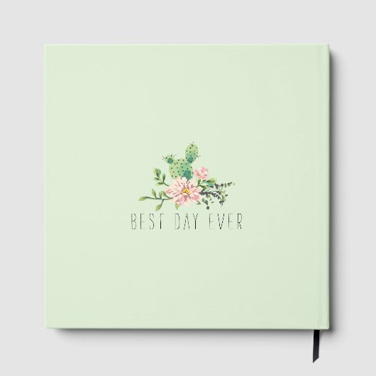 Cactus Succulent Wreath Rustic Boho Garden Wedding ゲストブック (裏面)