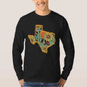 Cactus & Sunflower Texas Map Texas State Texas Hom Tシャツ (正面)