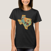 Cactus & Sunflower Texas Map Texas State Texas Hom Tシャツ (正面)