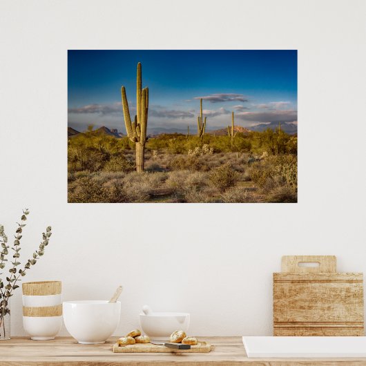Cactus Sunset in Arizona ポスター (キッチン)