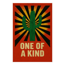 Cactus unique sous un soleil éclatant ポスター