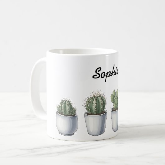 Cactus watercolour mug コーヒーマグカップ (正面左)