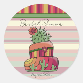 Cactus Wedding "Bridal Shower" Sticker ラウンドシール
