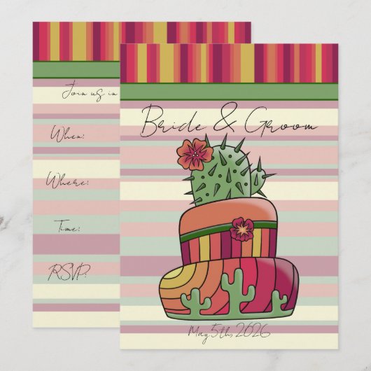 Cactus Wedding Cake 招待状 (正面/裏面)