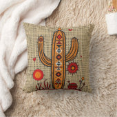 Cactus with Native American & Mexican Motifs クッション (ブランケット)