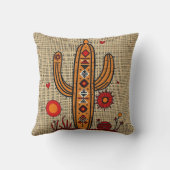Cactus with Native American & Mexican Motifs クッション (裏面)