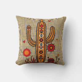 Cactus with Native American & Mexican Motifs クッション