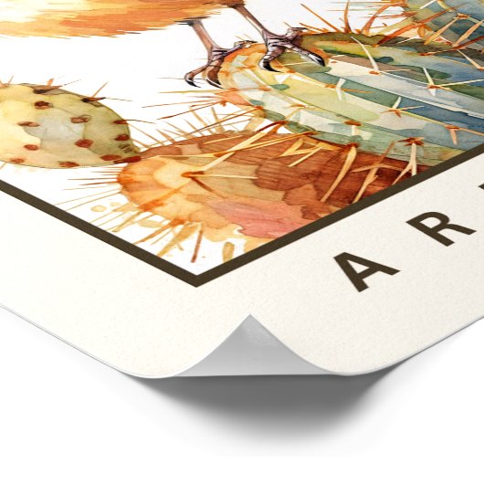 Cactus Wren Arizona State Bird  ポスター (角)