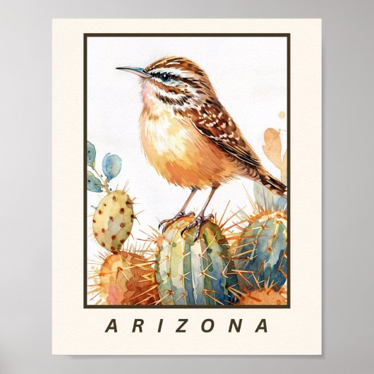 Cactus Wren Arizona State Bird  ポスター (正面)