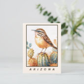 Cactus Wren Desert Bird Arizona State ポストカード (スタンド正面)