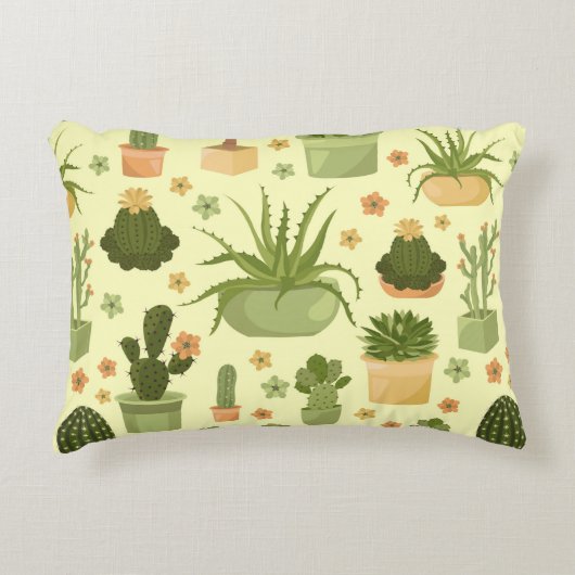 Cactuses and succulents seamless pattern. Housepla アクセントクッション (正面)