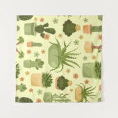 Cactuses and succulents seamless pattern. Housepla タペストリー (正面(横))
