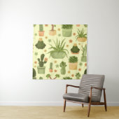 Cactuses and succulents seamless pattern. Housepla タペストリー (インサイチュ)
