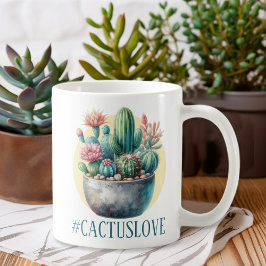 Cactusloveハッシュタグ コーヒーマグカップ