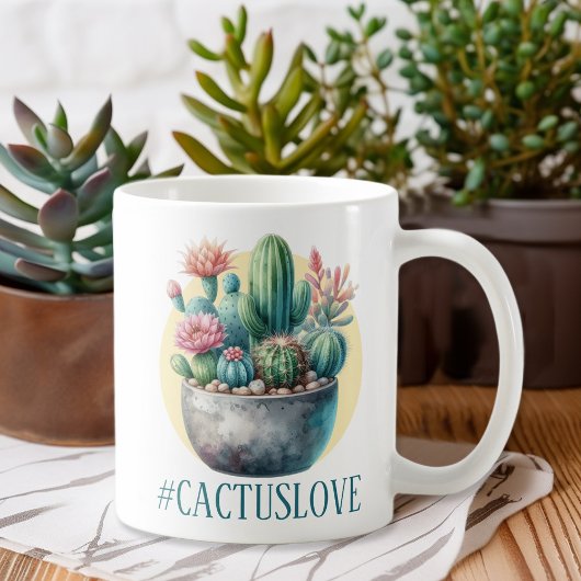 Cactusloveハッシュタグ コーヒーマグカップ