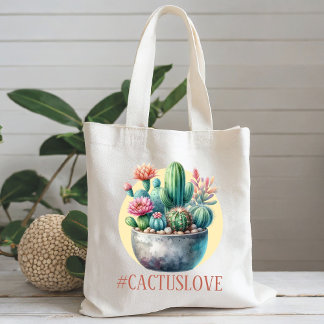 Cactusloveハッシュタグ トートバッグ