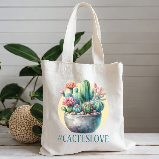 Cactusloveハッシュタグ トートバッグ