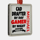 CAD Drafterのビデ遊オゲームを愛 メタルオーナメント (右)