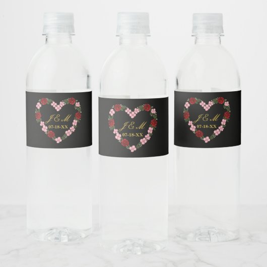 Cadeau de mariage rose et noir ペットボトルラベル (ボトル)