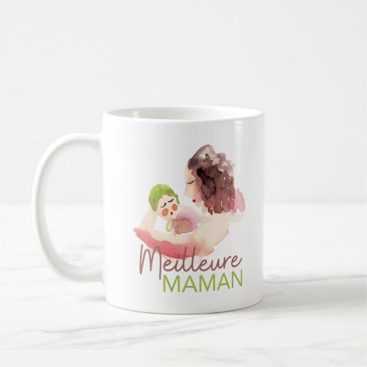 Cadeau fete des meres, meilleure maman, great mom コーヒーマグカップ (左)