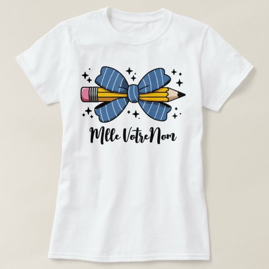Cadeau Nom Personnalisé Nœud Papillon & Crayon Tシャツ (デザイン正面)