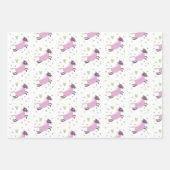 cadeau papier 3 vel paardjes groen roze ラッピングペーパーシート (正面3)