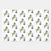 cadeau papier 3 vel paardjes groen roze ラッピングペーパーシート (正面2)